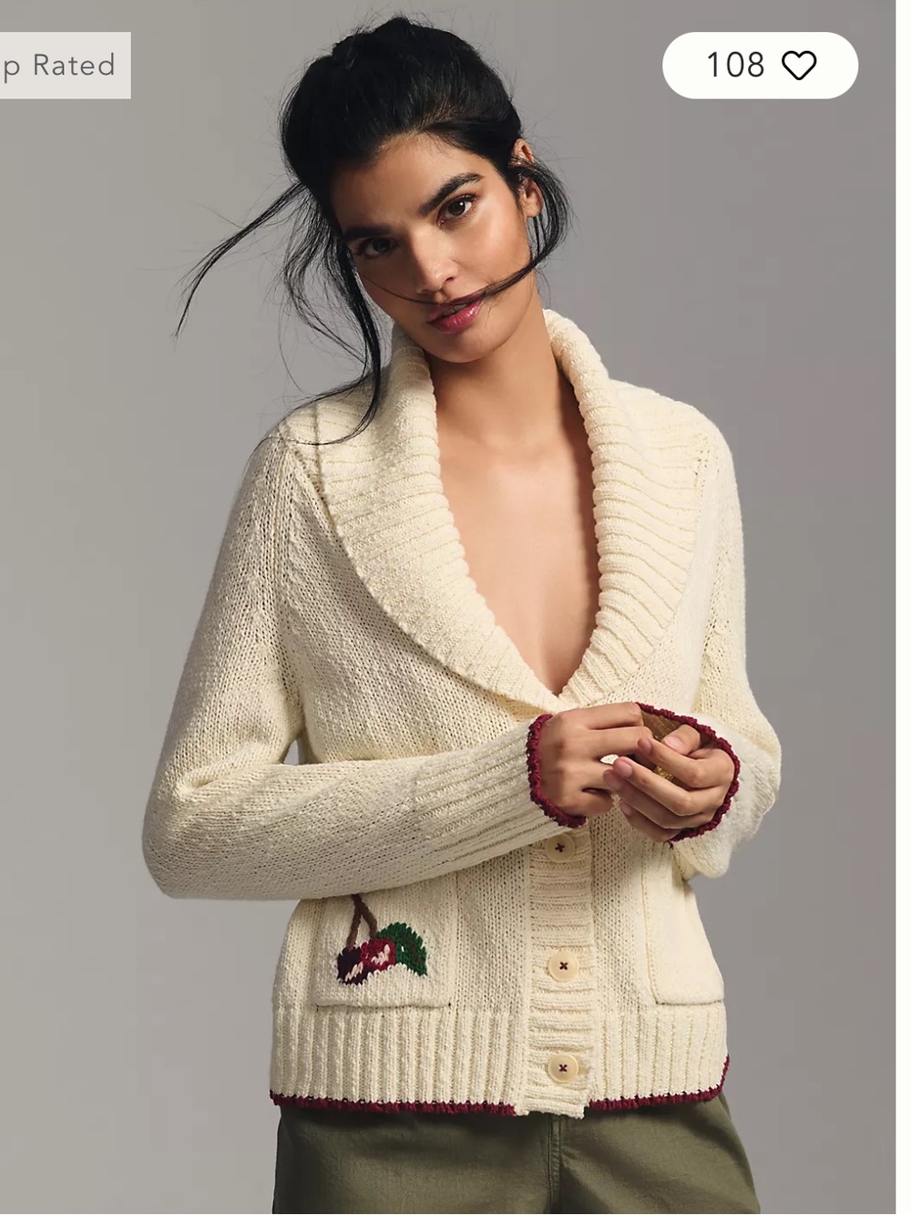 Maeve by Anthropologie Cherry Cardigan Sweater Size S